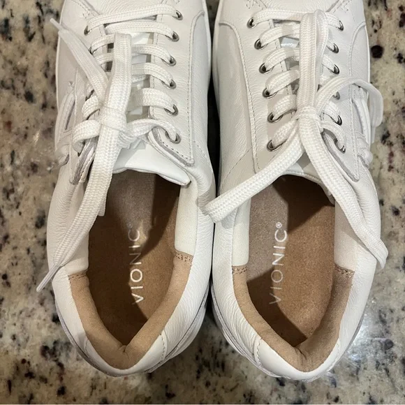 Vionic Kearny White Leather Platform Sneakers Support Comfort Walking Womens 9.5 - Picture 4 of 12